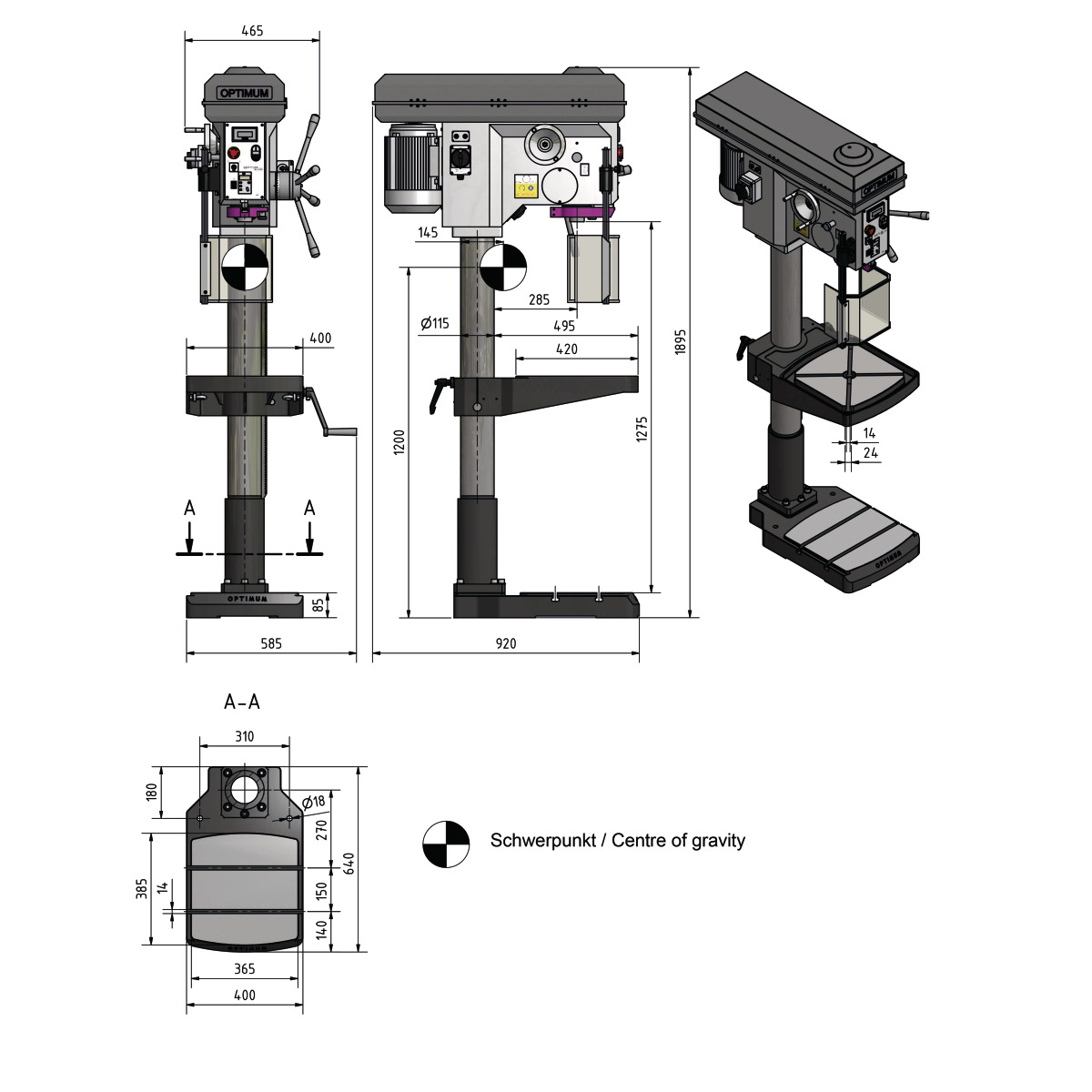 Säulenbohrmaschine OPTIdrill DH 40BV Optimum