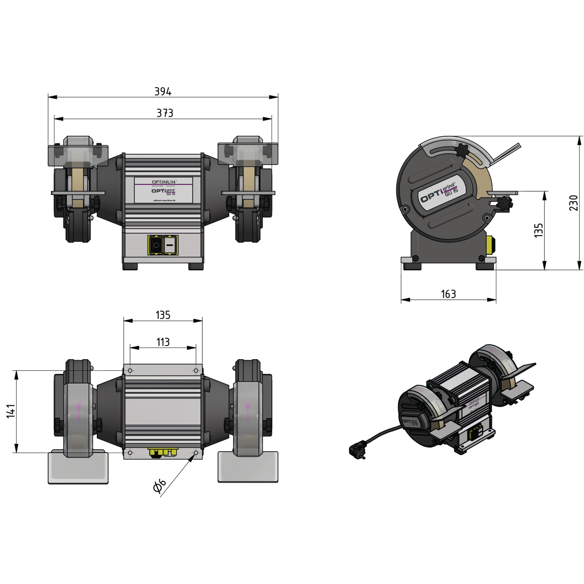 Doppelschleifmaschine OPTIgrind GU 15 Optimum