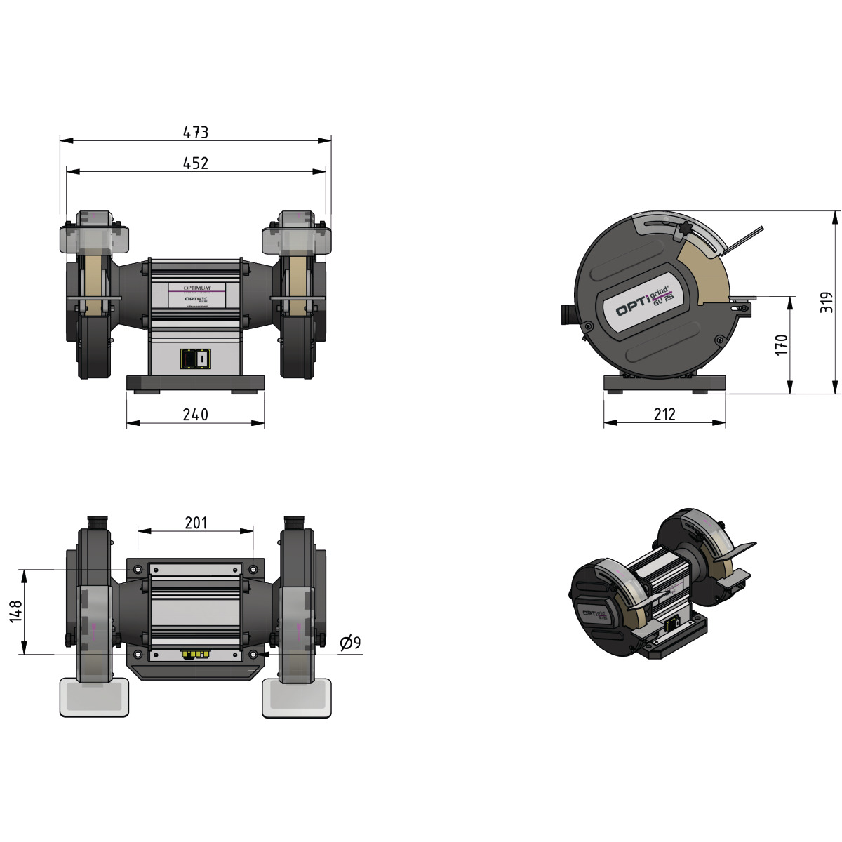 Doppelschleifmaschine OPTIgrind GU 25 Optimum