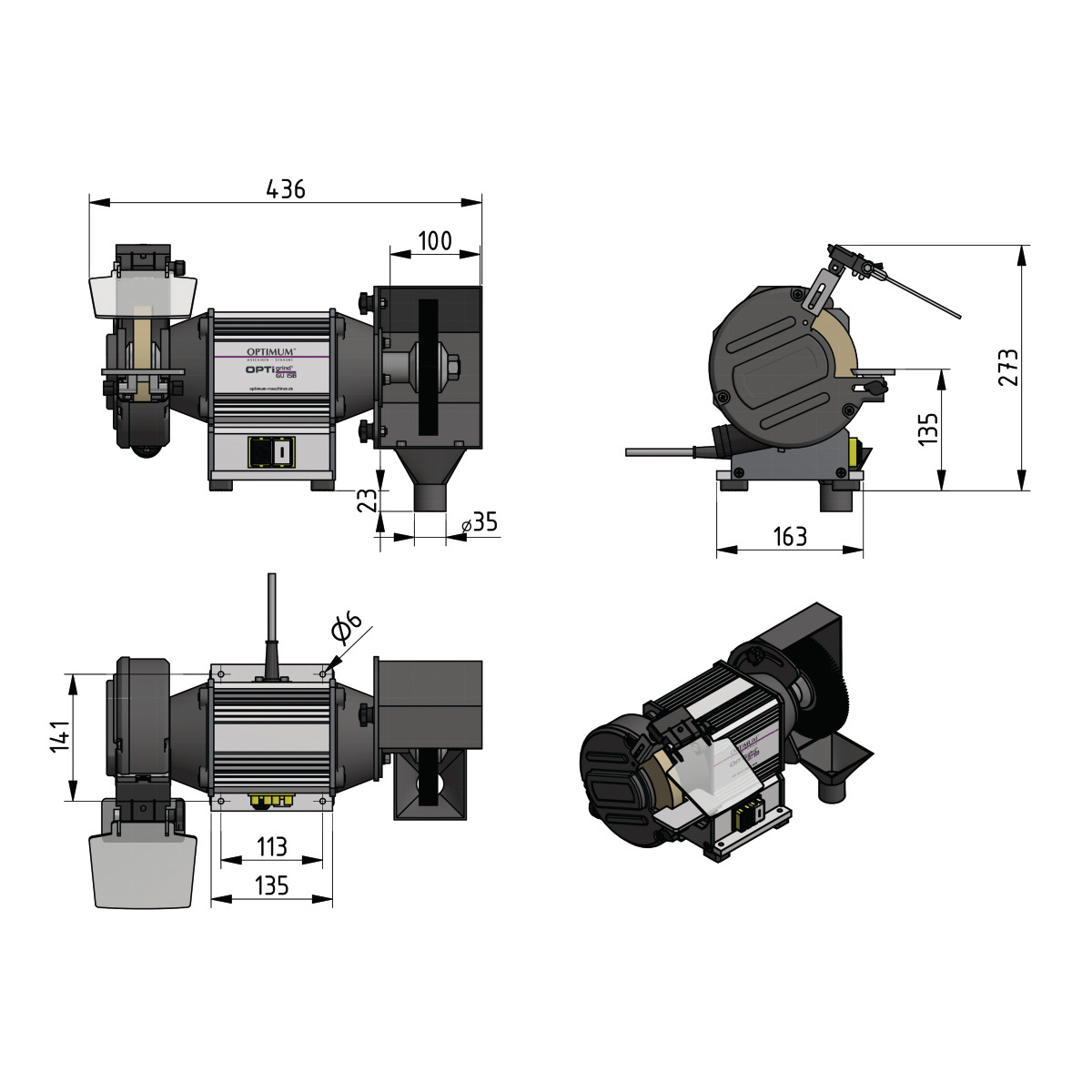 Kombischleifmaschine OPTIgrind GU 15B Optimum