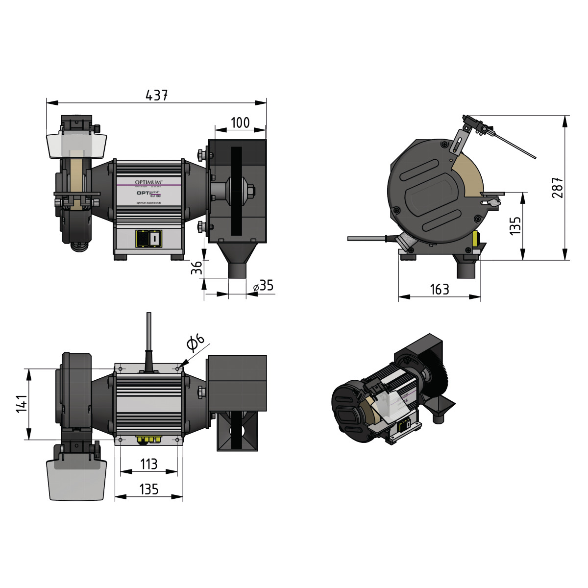 Kombischleifmaschine OPTIgrind GU 18B Optimum