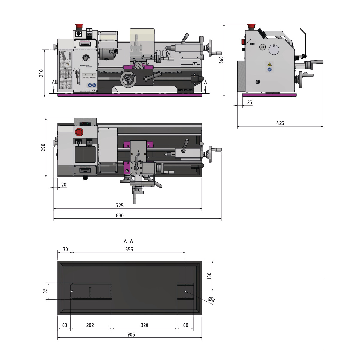 Drehmaschine OPTIturn TU 2004V Optimum