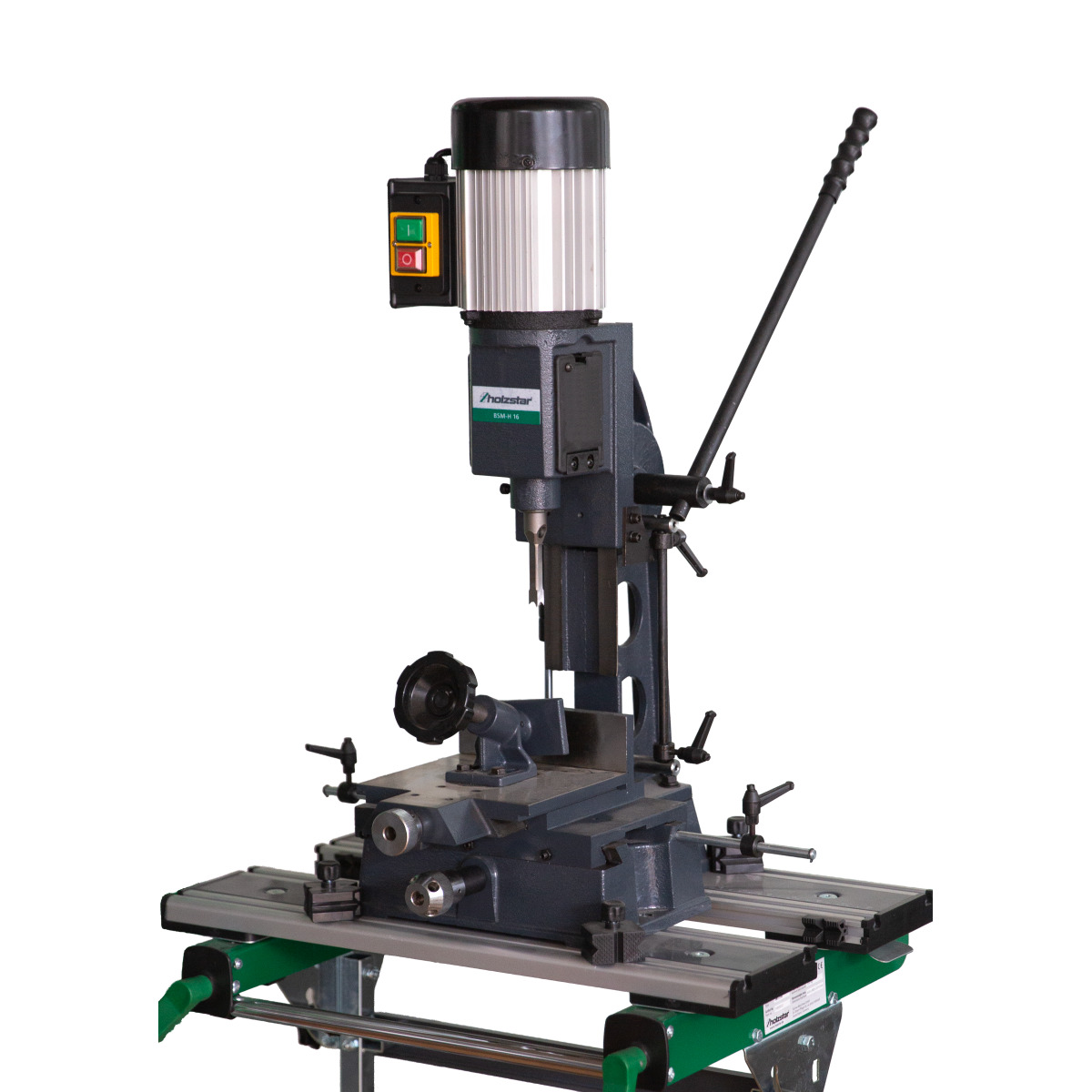 Bohr- und Stemmmaschine  BSM-H 16 Holzstar - Abbildung zeigt als Zubehör erhältlichen Spann- und Arbeitstisch SWT 100
