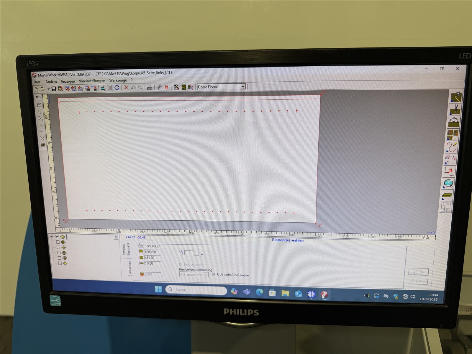 Bearbeitungszentrum MASTERWOOD  TF 100 mit Wechsler -gebrauc - Software Maschinensteuerung Masterwork MW310