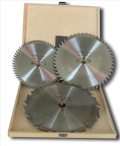 Zubehör Formatkreissägen:  Sägeblatt-Set 3-tlg. in Holzkiste