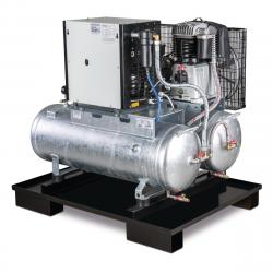 Stationärer Kolbenkompressor mit 2x 100 Liter-Druckluftbehäl